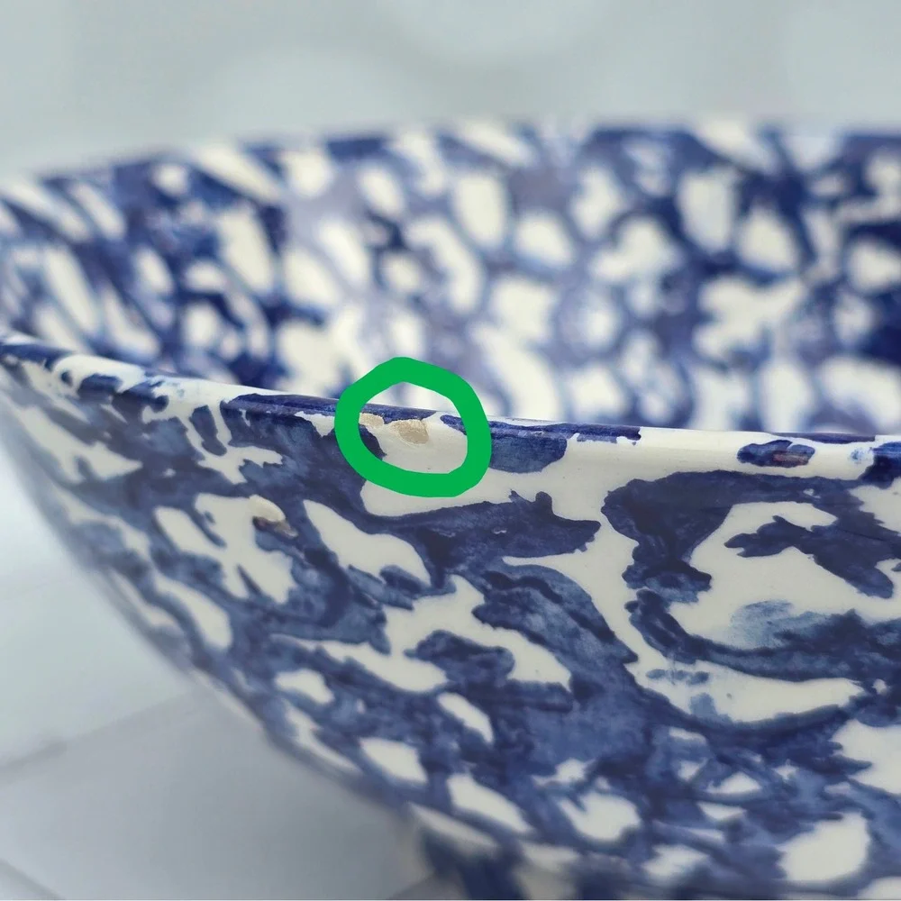 Leopoldo Piezi Italian Blue White Spongeware Stoviglierie Bowl 9